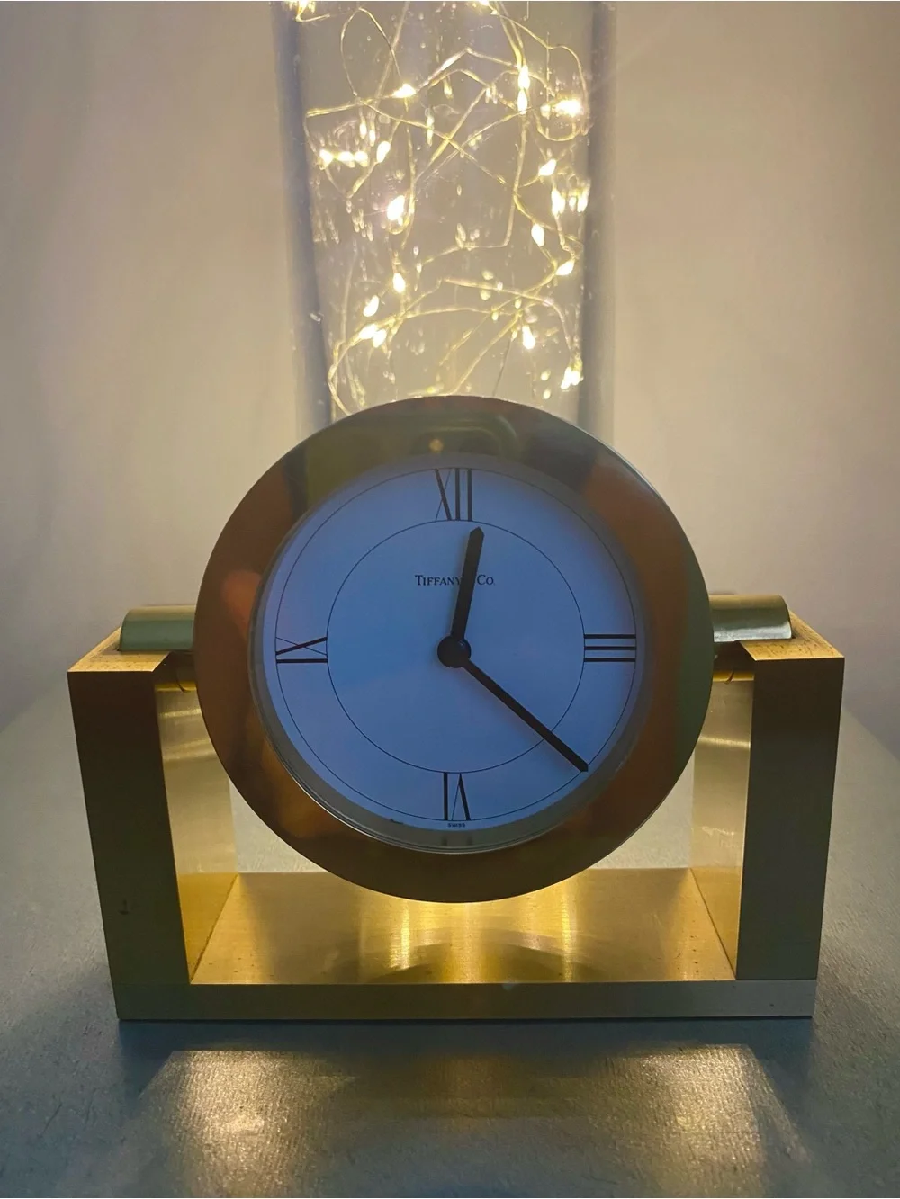 Vintage 1989 Tiffany & Co. Solid Brass Desk Clock - Gorgeous Patina. A Treasure.